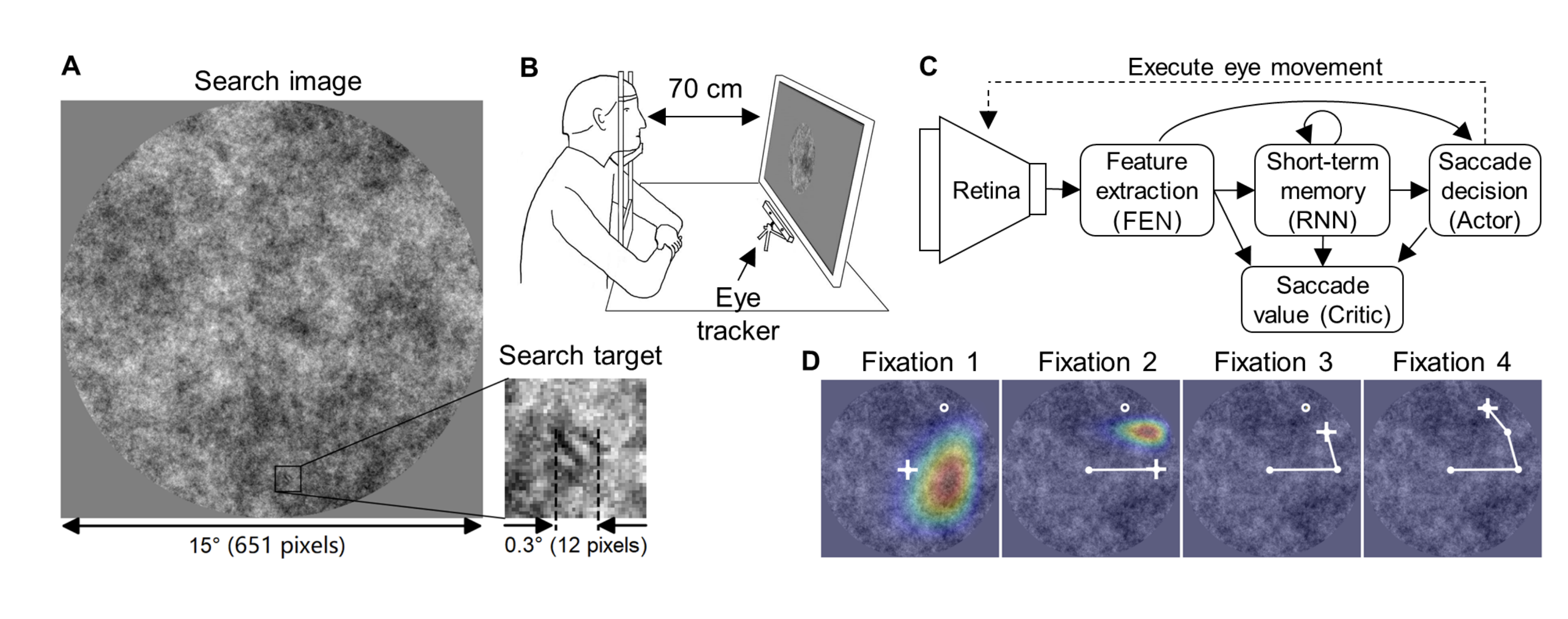 仿人眼脉冲神经网络进行视觉搜索任务示意图